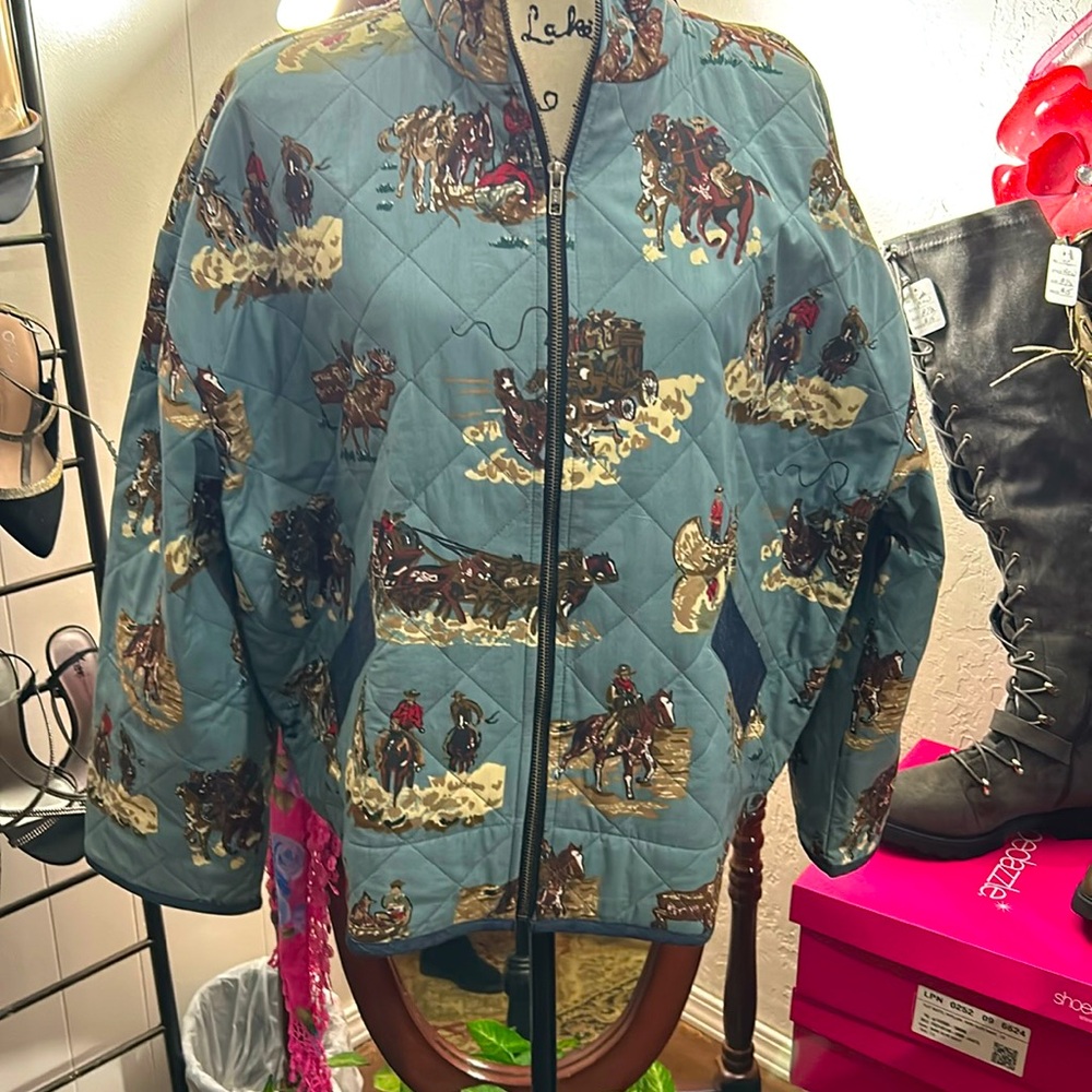 Tasha Polizzi Blue Western Print Jacket